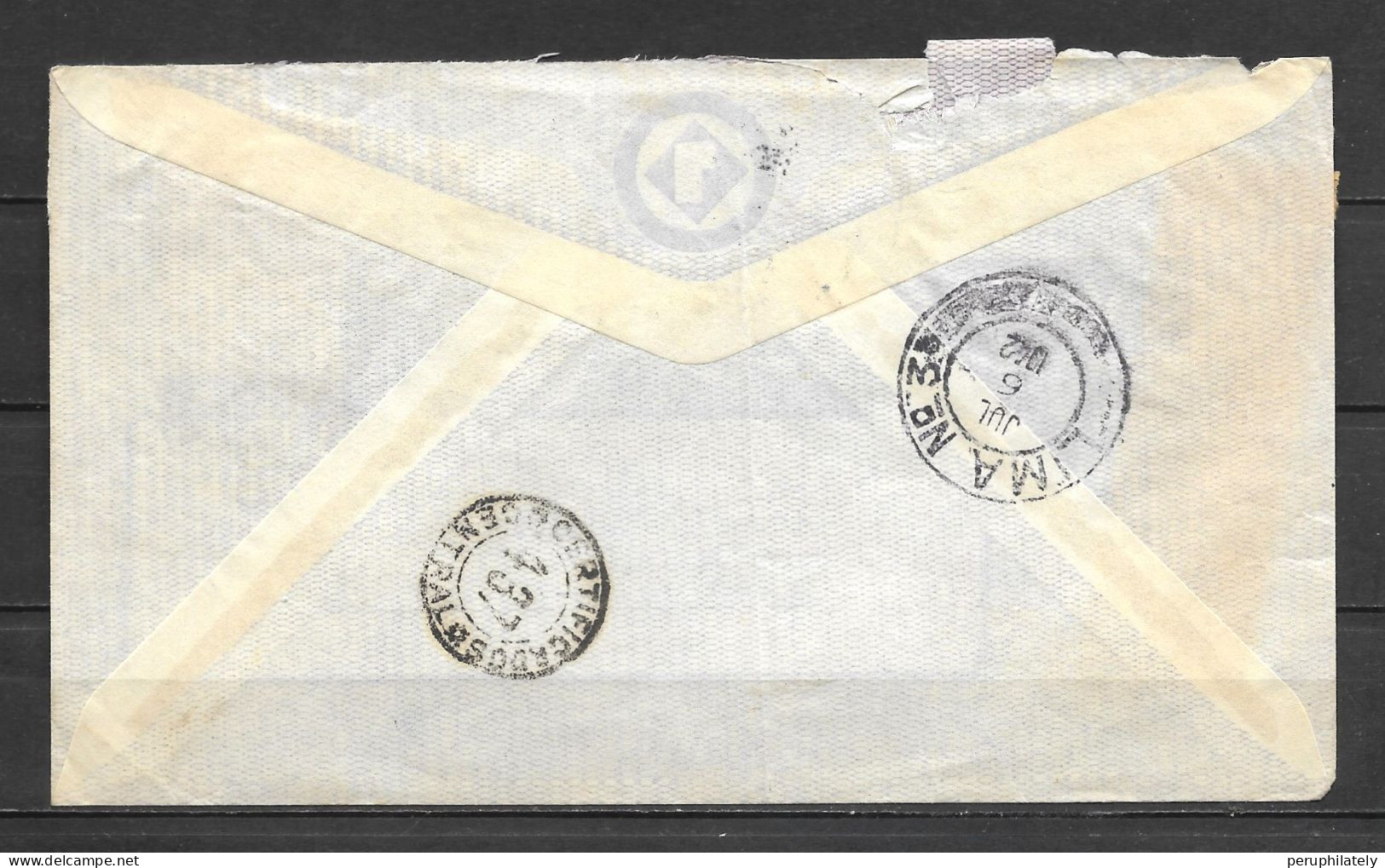 Peru Registered Cover With Condor Stamp Sent To Argentina - Peru