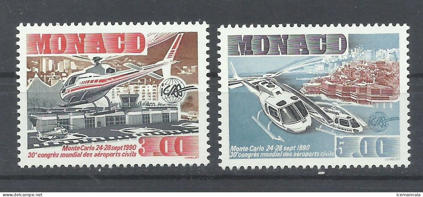 MONACO  YVERT   1736/37   MNH  ** - Hélicoptères