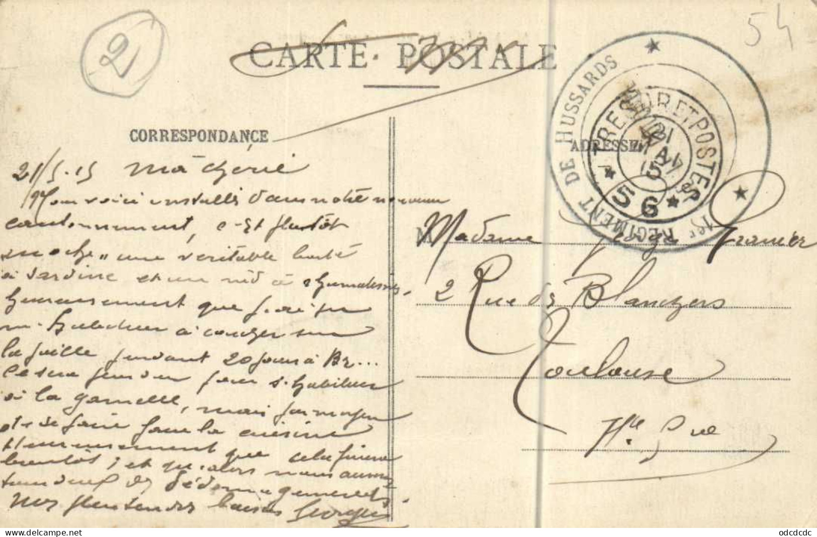 BACCARAT  Vue Generale Sur Deneuvre RV Beau Cachet 1er Regiment De Hussatds - Baccarat