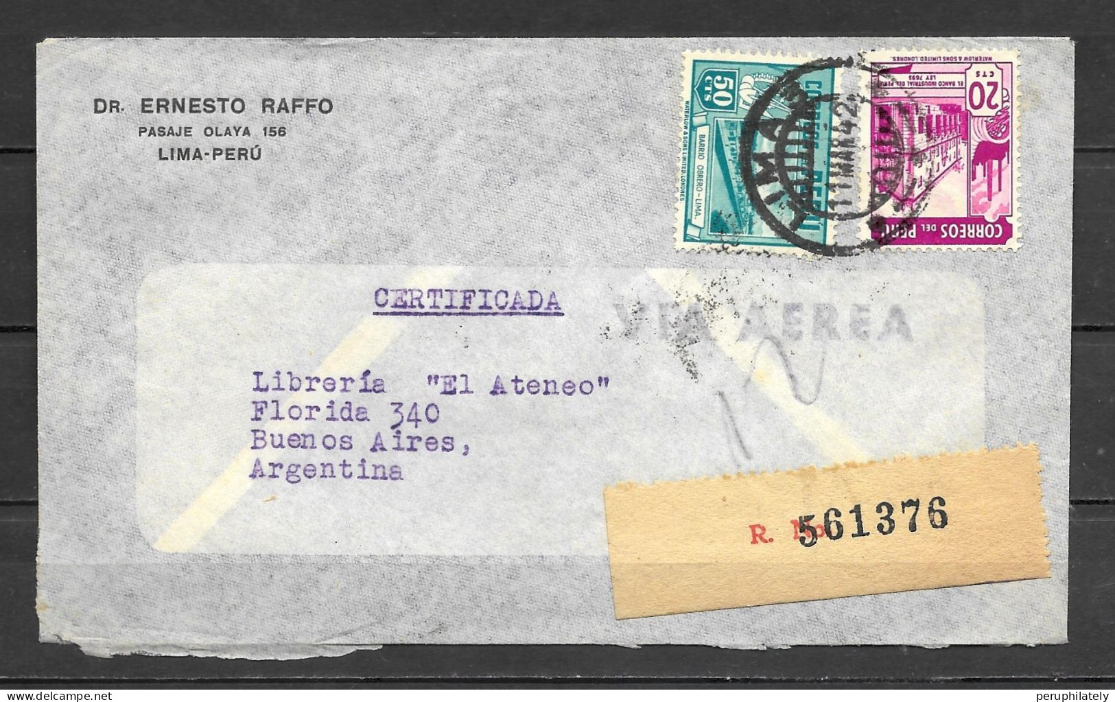 Peru Registered Cover 1942 Sent To Argentina - Peru