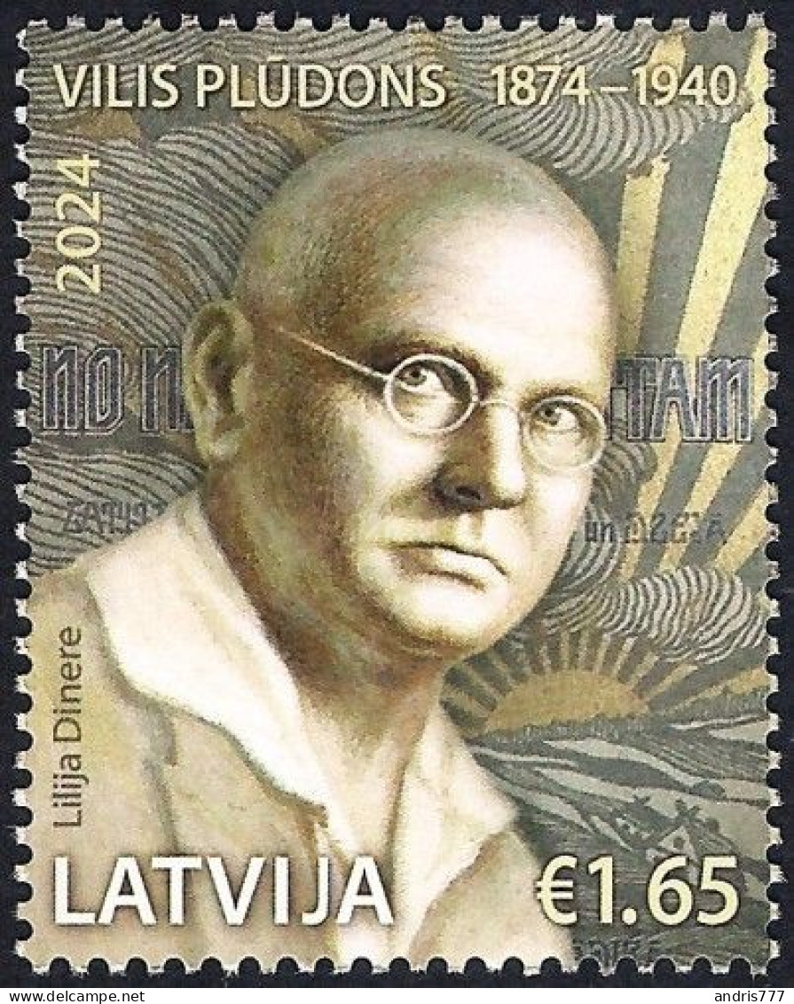 Latvia Lettland Lettonie 2024 (04) Vilis Pludons - 150 - Latvian Romantic Poet And Writer - Lettland