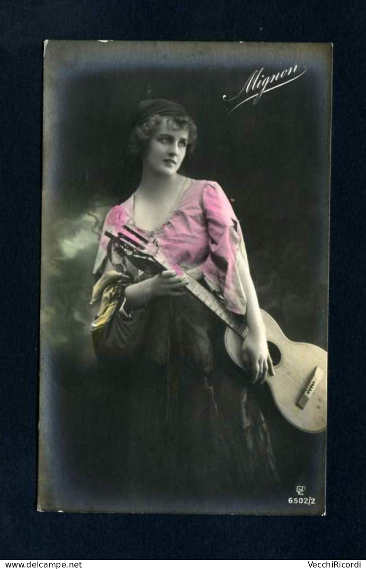 Girl W/ Guitar 1900s Photo Postcard - Women