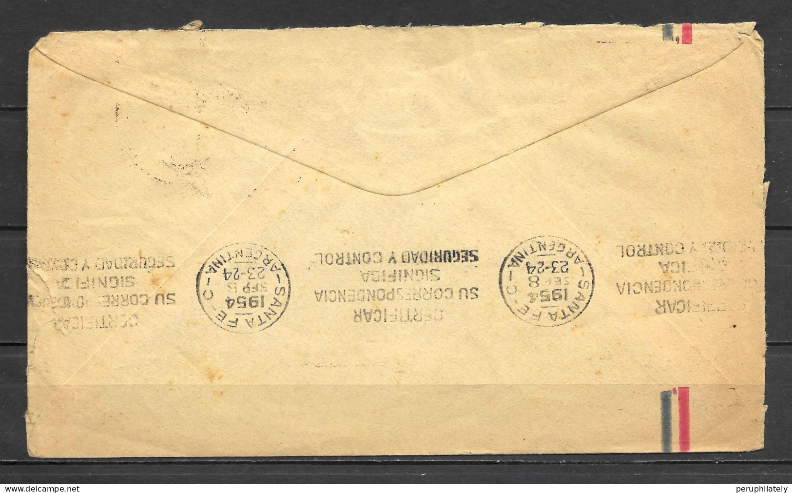 Peru Air Mail Interesting Cover With Machine Postage Sent To Santa Fe Argentina - Pérou