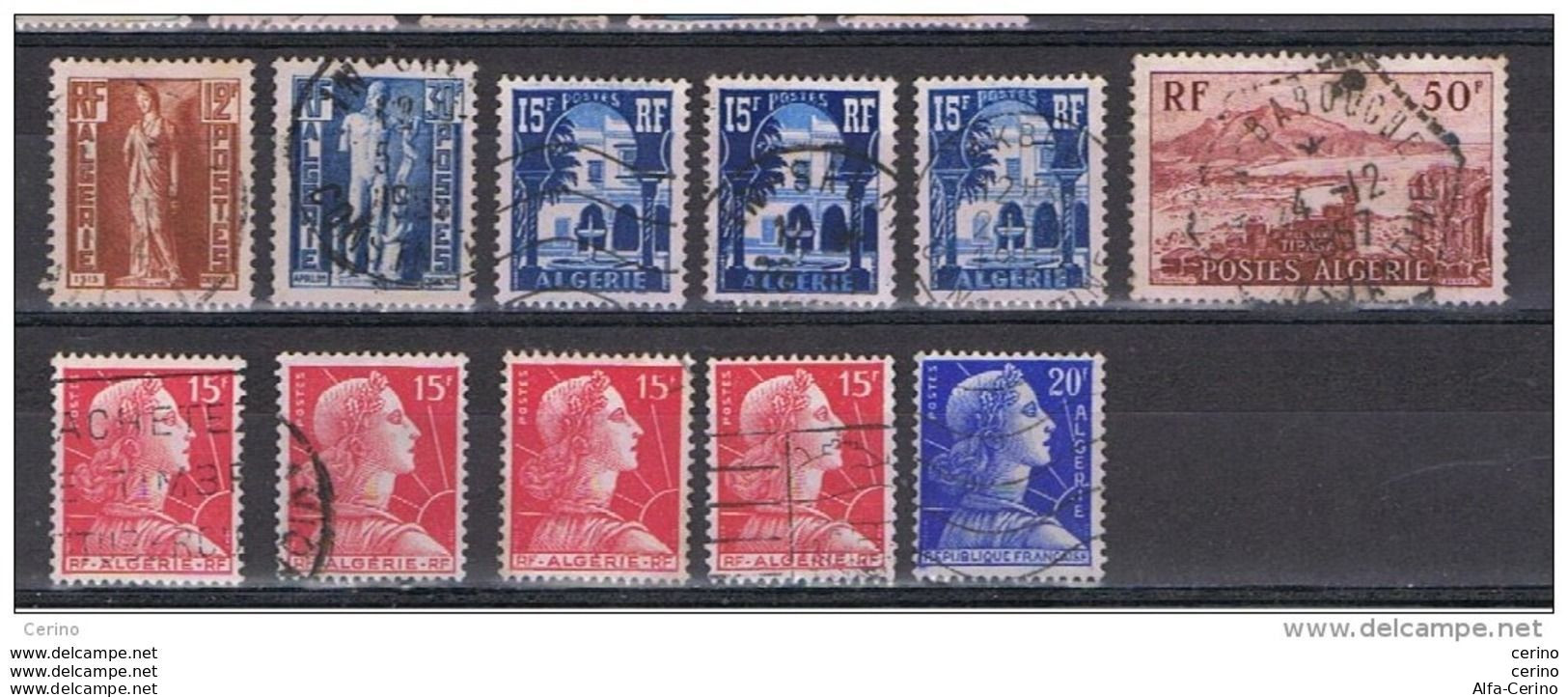 ALGERIA:  1952/55  VARI  -  INSIEME  11  VALORI  US. -  YV/TELL. 289//349 - Used Stamps