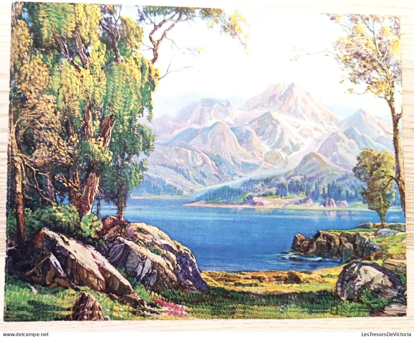 Reproduction De Tableau Sur Papier Cartonné  - Dim:18/24cm - Paysage Lac Et Montagne - Autres & Non Classés