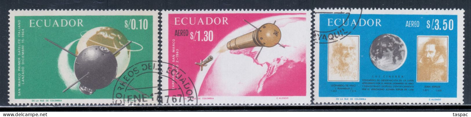 Ecuador 1966 Mi# 1292-1294 Used - Italian Achievements In Space Research - Amérique Du Sud