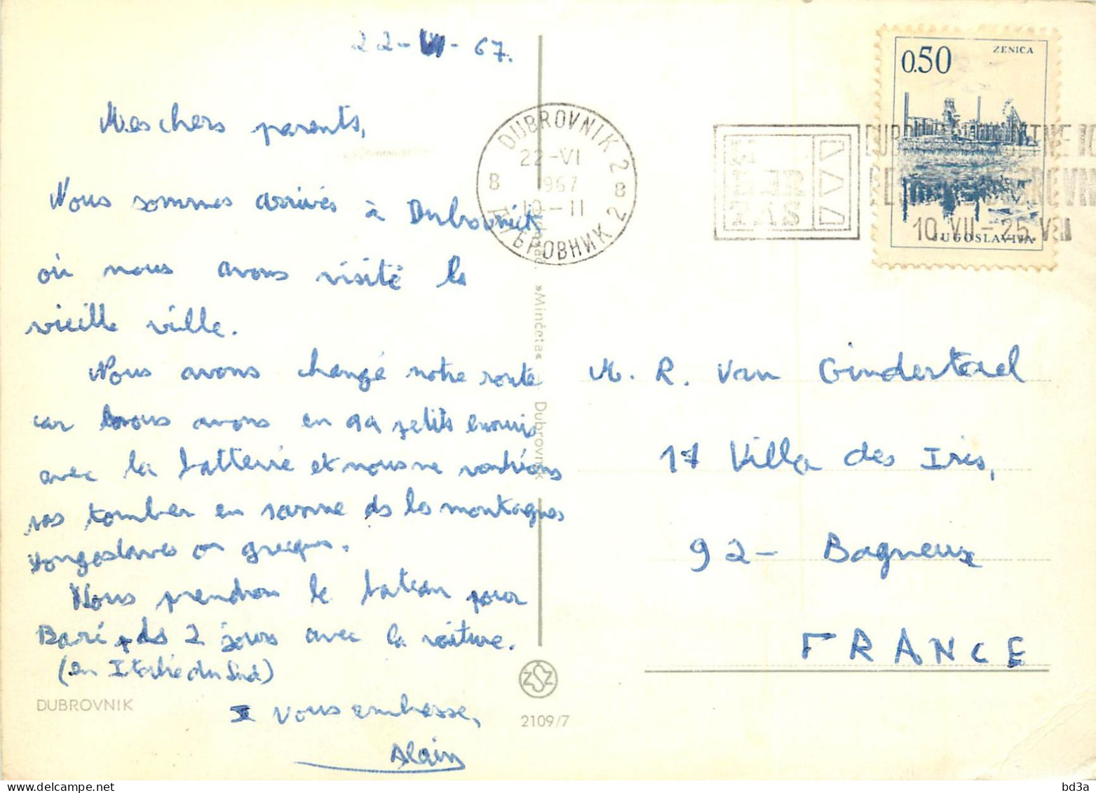 CACHET DUBROVNIK 1967 - Croacia