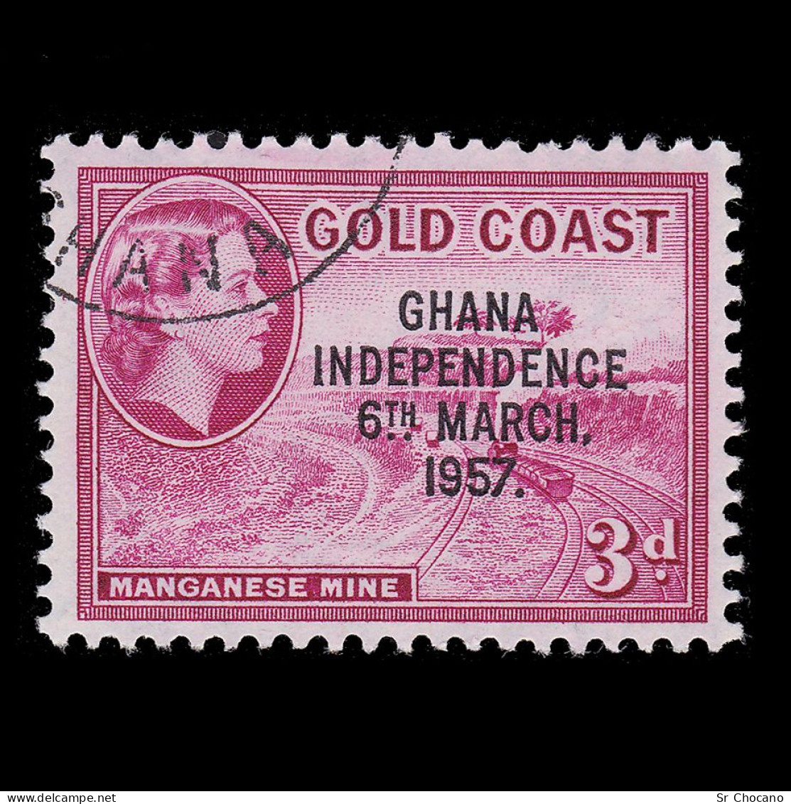 GOLD COAST.GHANA INDEPENDENCE.1957.3 D.rose .Scott 8.USED. - Ghana (1957-...)