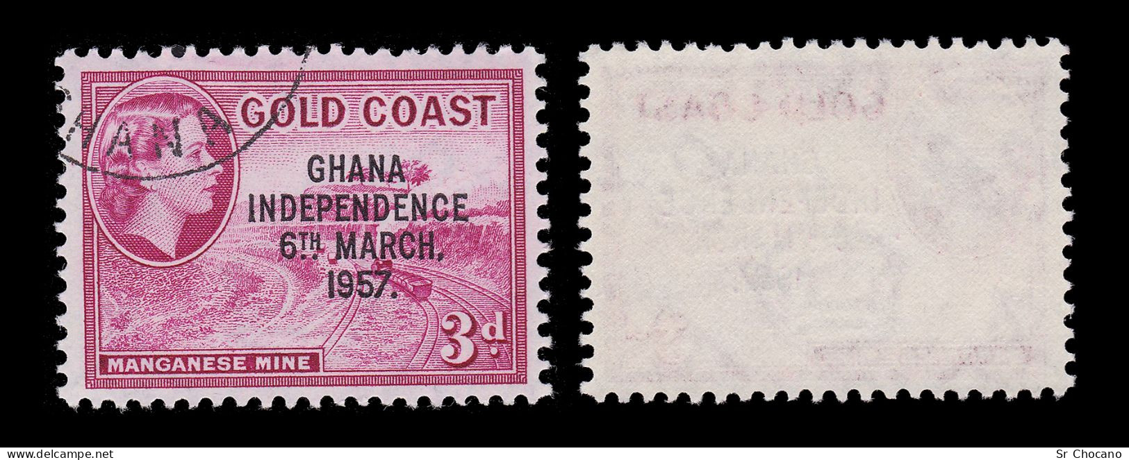 GOLD COAST.GHANA INDEPENDENCE.1957.3 D.rose .Scott 8.USED. - Ghana (1957-...)