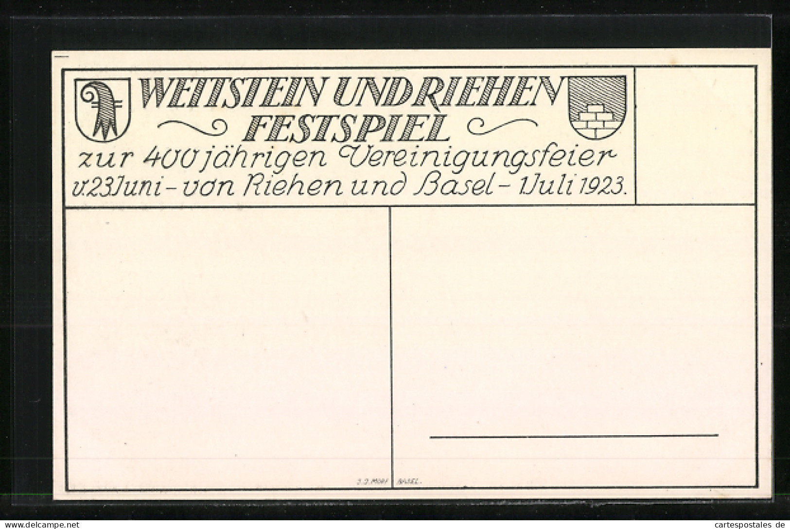 Künstler-AK Riehen, Wettstein Und Riehen Festspiel Zur 400 Jährigen Vereinigungsfeier Von Riehen Und Basel 1923  - Riehen