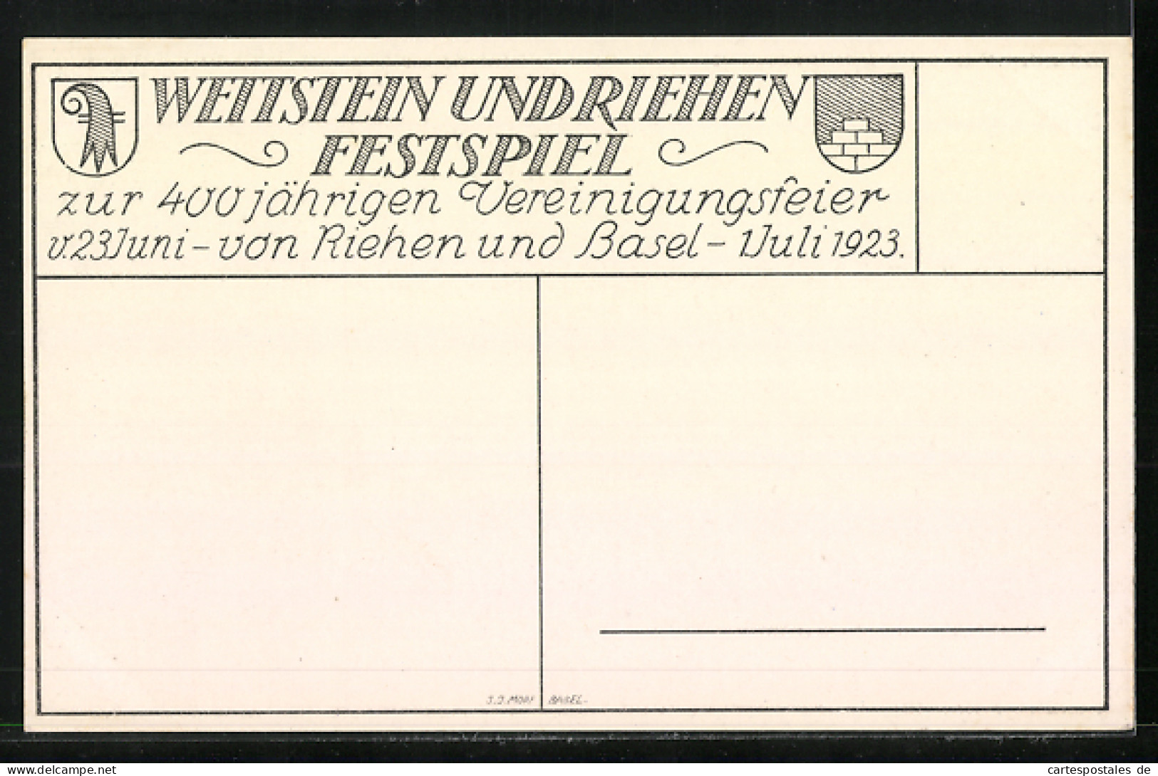 Künstler-AK Basel, Wettstein Und Riehen Festspiel 1923, Alter Mann Vor Seinem Haus Mit Volk  - Riehen