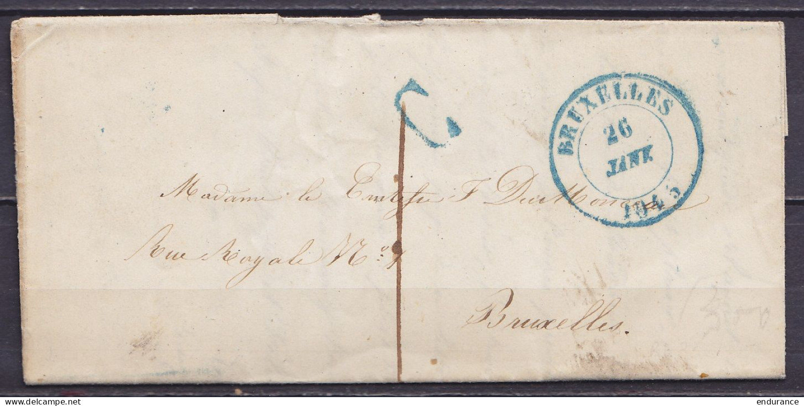 L. Càd BRUXELLES /26 JANV 1845 Pour E/V - Cachet "C" (contrôle) - 1830-1849 (Unabhängiges Belgien)