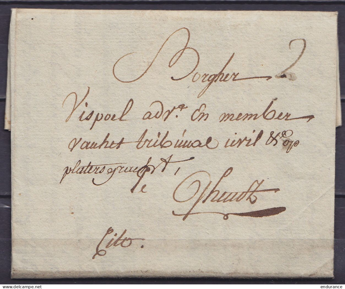 L. Datée 11 Septembre 1798 De GERAARDSBERGEN (Grammont) Pour GHENDT (Gand) - Man. "cito" - Port "2" - 1794-1814 (Französische Besatzung)