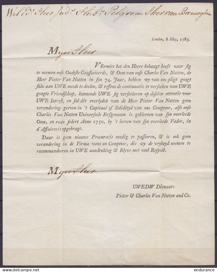L. Imprimée Datée 8 Mai 1783 De LONDON Pour ANTWERPEN - Port "4" - 1714-1794 (Paesi Bassi Austriaci)
