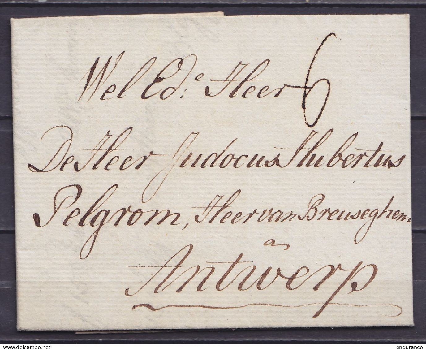 L. Imprimée Datée 13 Janvier 1784 De LONDON Pour ANTWERP - Port "6" - 1714-1794 (Pays-Bas Autrichiens)