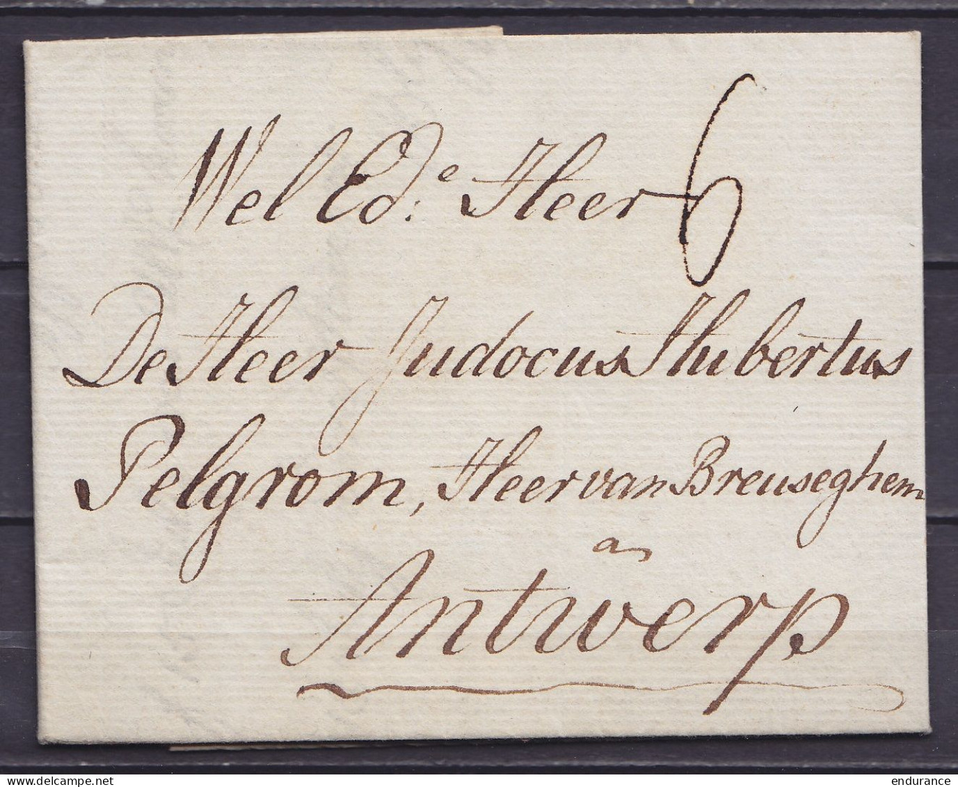 L. Imprimée Datée 13 Janvier 1784 De LONDON Pour ANTWERP - Port "6" - 1714-1794 (Oostenrijkse Nederlanden)