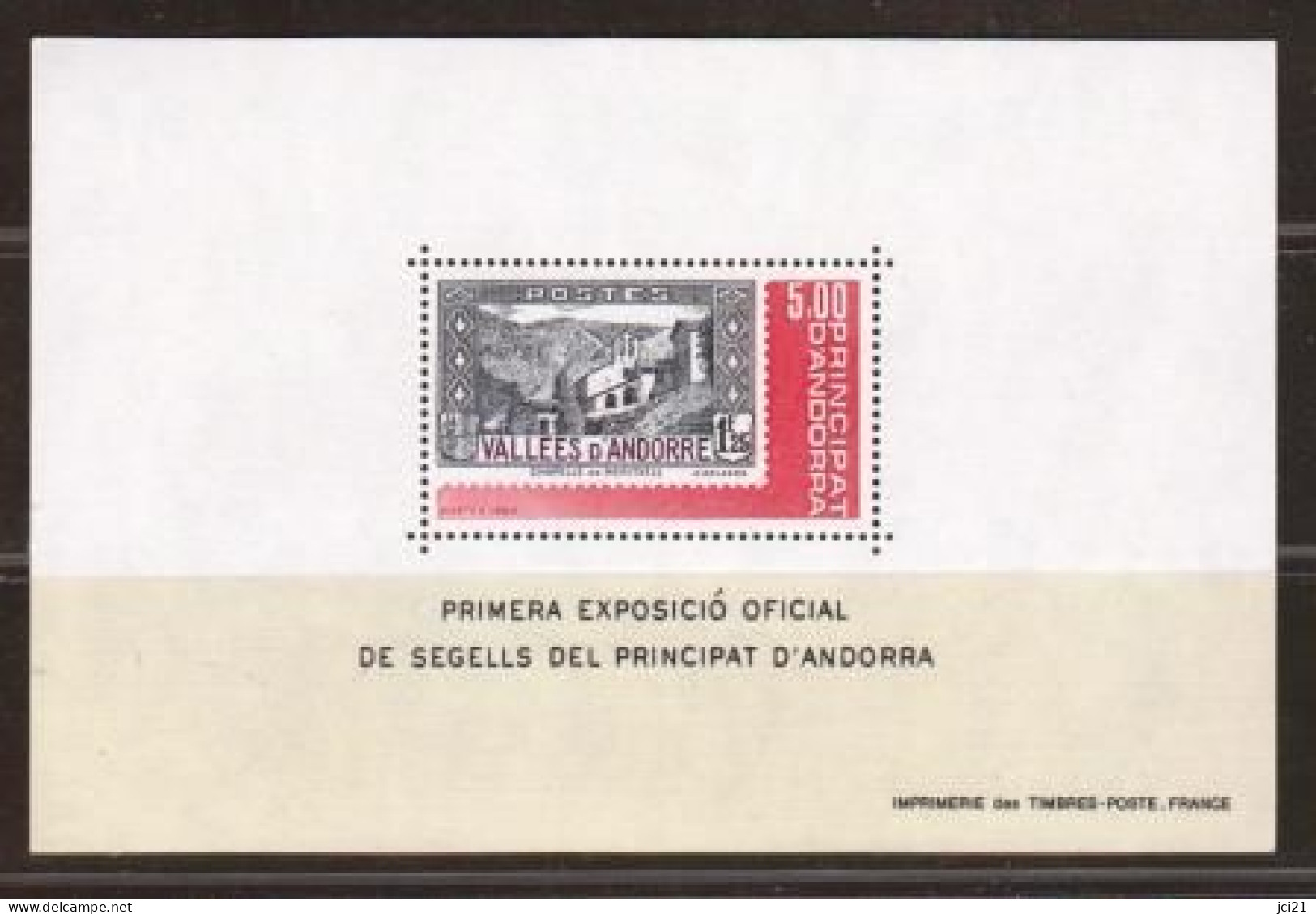 BLOC TIMBRE ANDORRE FRANÇAIS 1982 Y&T 1 ** N° Rouge Au Verso : 0108252 (TB073) - Unused Stamps