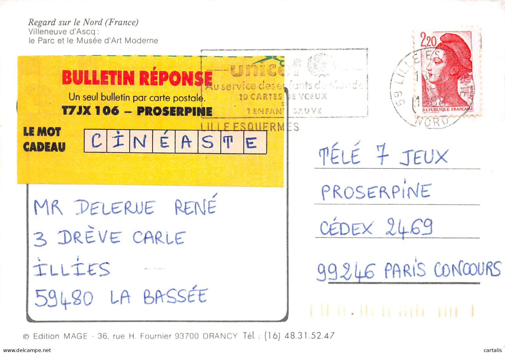 59-VILLENEUVE D ASCQ-N°4144-B/0095 - Villeneuve D'Ascq
