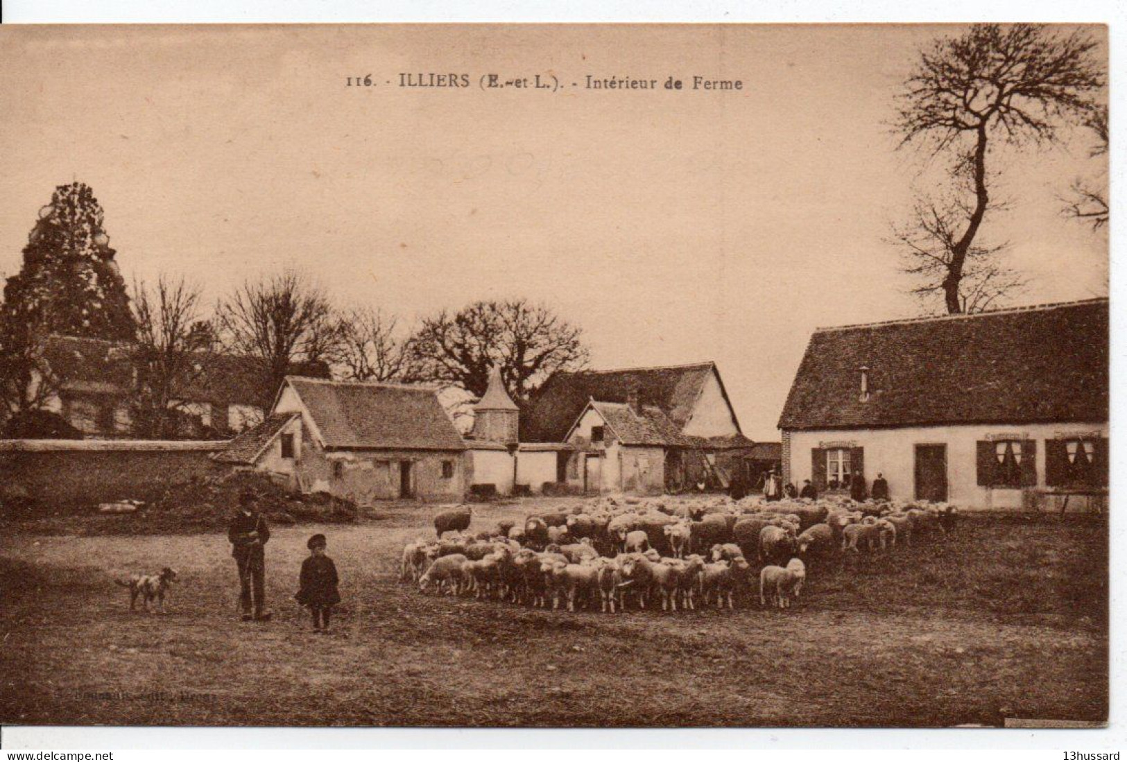 Carte Postale Ancienne Illiers - Intérieur De Ferme - Agriculture, Moutons, Ovins - Illiers-Combray