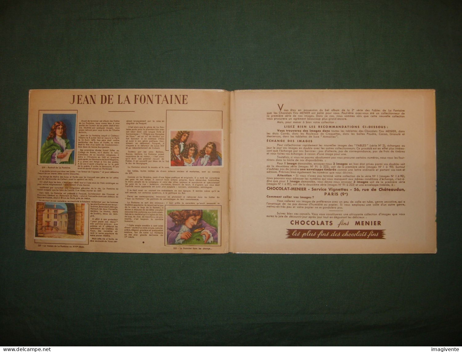 Album Complet Des 132 Images Image Chocolat Menier Fables De La Fontaine Album 2 - Sammelbilderalben & Katalogue