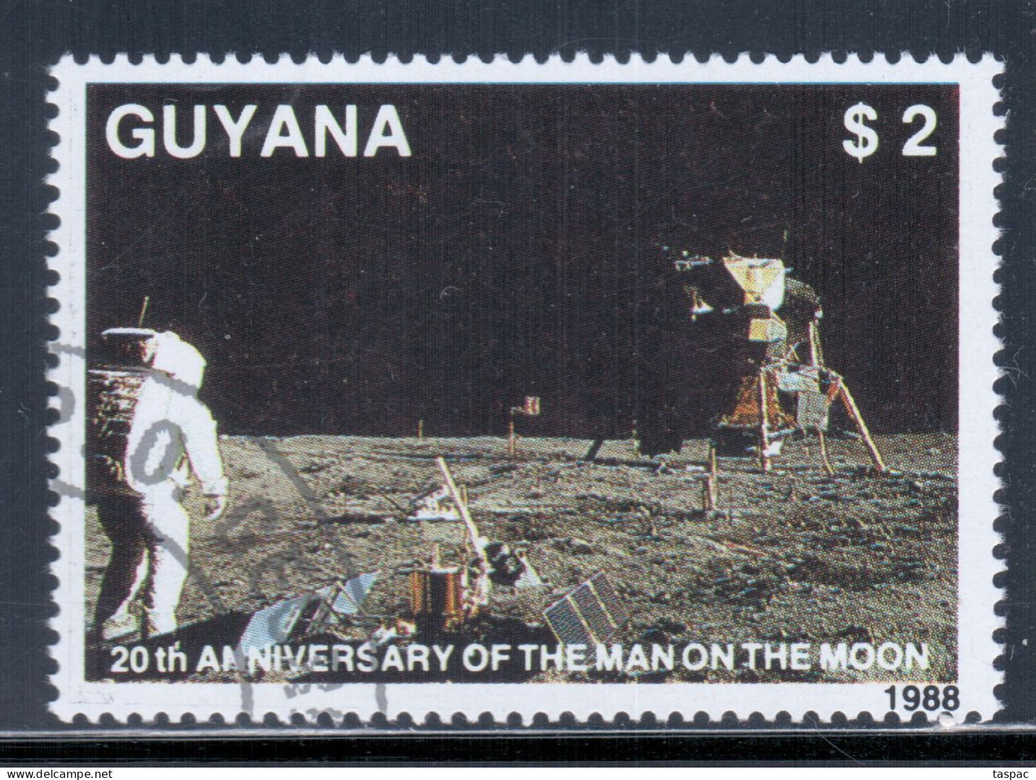 Guyana 1989 Mi# 2487 Used - Short Set - Astronaut On Moon / Space - Amérique Du Sud