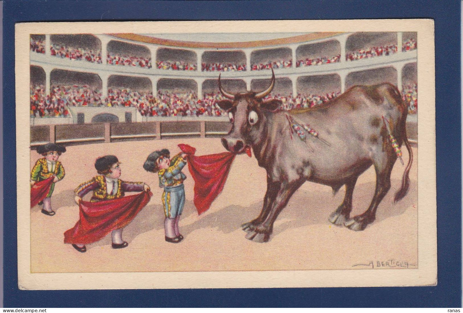 CPA Bertiglia Illustrateur Italien Enfants Art Déco Non Circulée 2327 Corrida Taureau - Bertiglia, A.