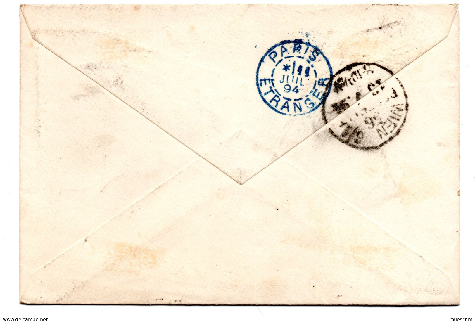 Frankreich, 1894, Briefkuvert Frank.mit 25Cent.,  Auf Rücks.blauer "Paris" Stempel Und Ank.stempel "Wien"(20056E) - Kaartbrieven