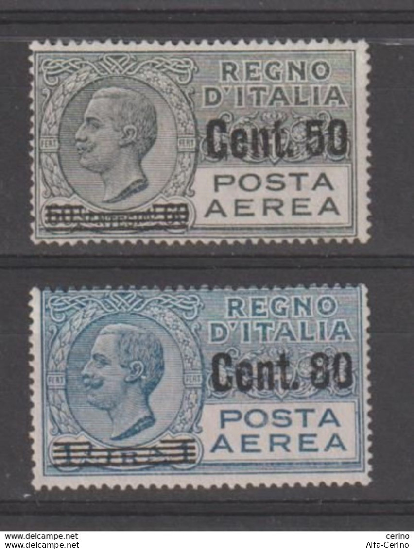 REGNO: 1927  P.A. VITTORIO  EMAN. III°  SOPRASTAMPATI  -  S. CPL. 2  VAL. N. -  SASS. 8/9 - Airmail