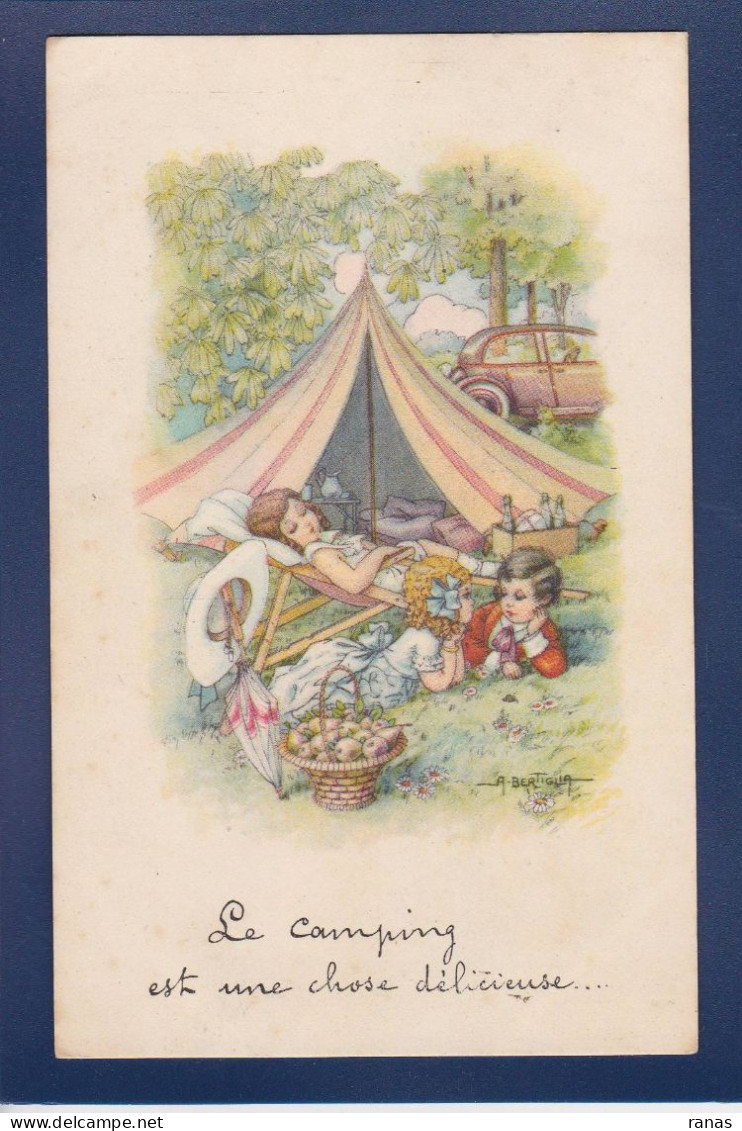 CPA Bertiglia Illustrateur Italien Enfants Art Déco écrite 1540-9 Camping - Bertiglia, A.