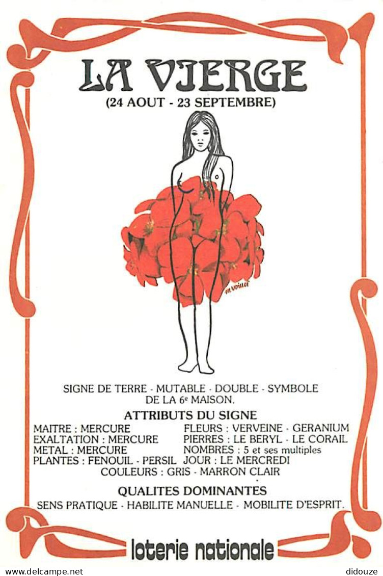 Astrologie - Vierge - Femme Nue Aux Seins Nus - Illustration - CPM - Carte Neuve - Voir Scans Recto-Verso - Astrology