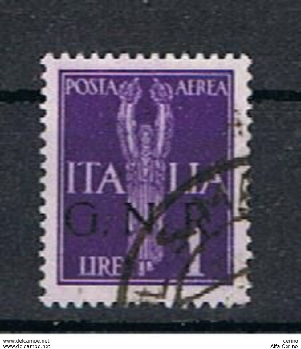 R.S.I.:  1944  P.A. ALLEGORIA  -  £. 1  VIOLETTO  US. -  SASS. 121 - Luftpost