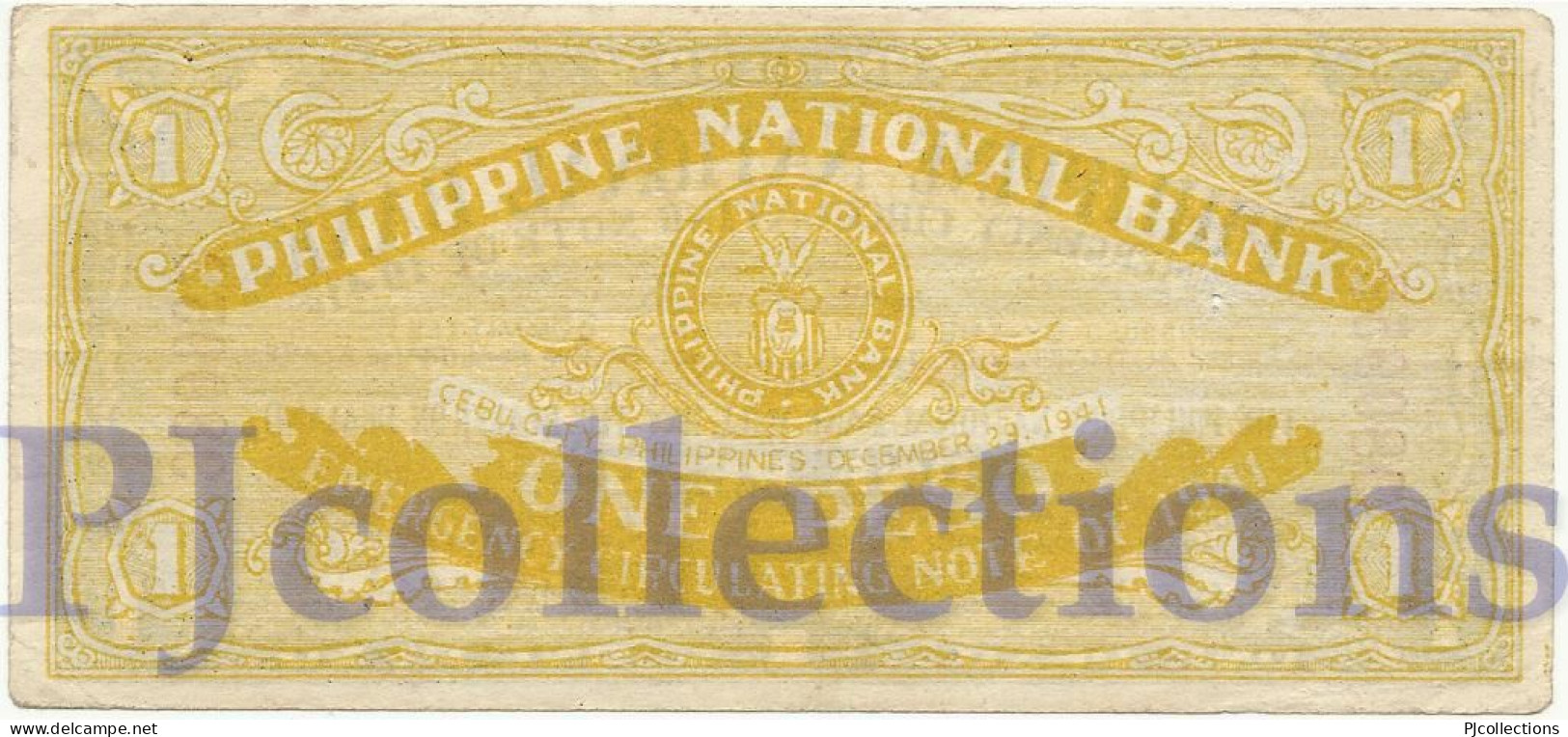 PHILIPPINES 1 PESO 1941 PICK S215 AU W/PINHOLE EMERGENCY BANKNOTE - Filippijnen