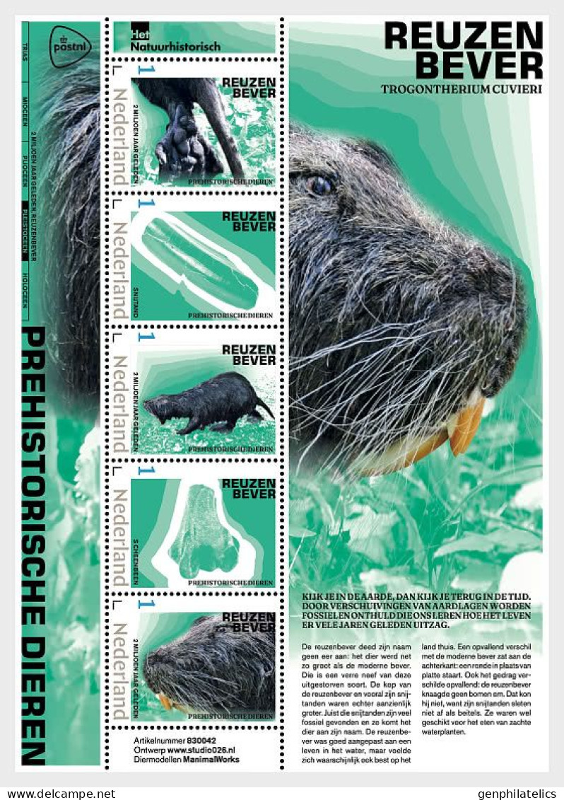 NETHERLANDS 2024 FAUNA. Prehistoric Animals IV. Giant Beaver - Fine S/S MNH - Ungebraucht