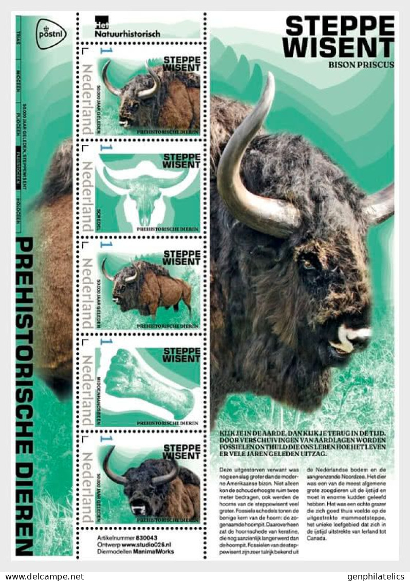 NETHERLANDS 2024 FAUNA. Prehistoric Animals IV. Steppe Bison - Fine S/S MNH - Ongebruikt