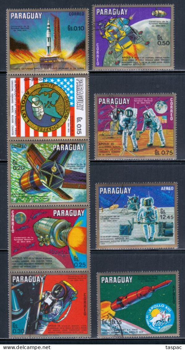 Paraguay 1970 Mi# 2057-2065 Used - Apollo Space Program - South America