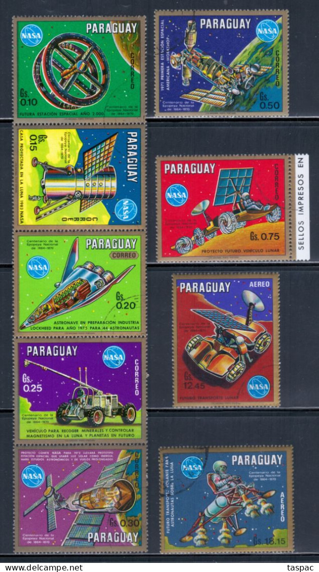 Paraguay 1970 Mi# 2069-2077 Used - Future Space Projects - South America