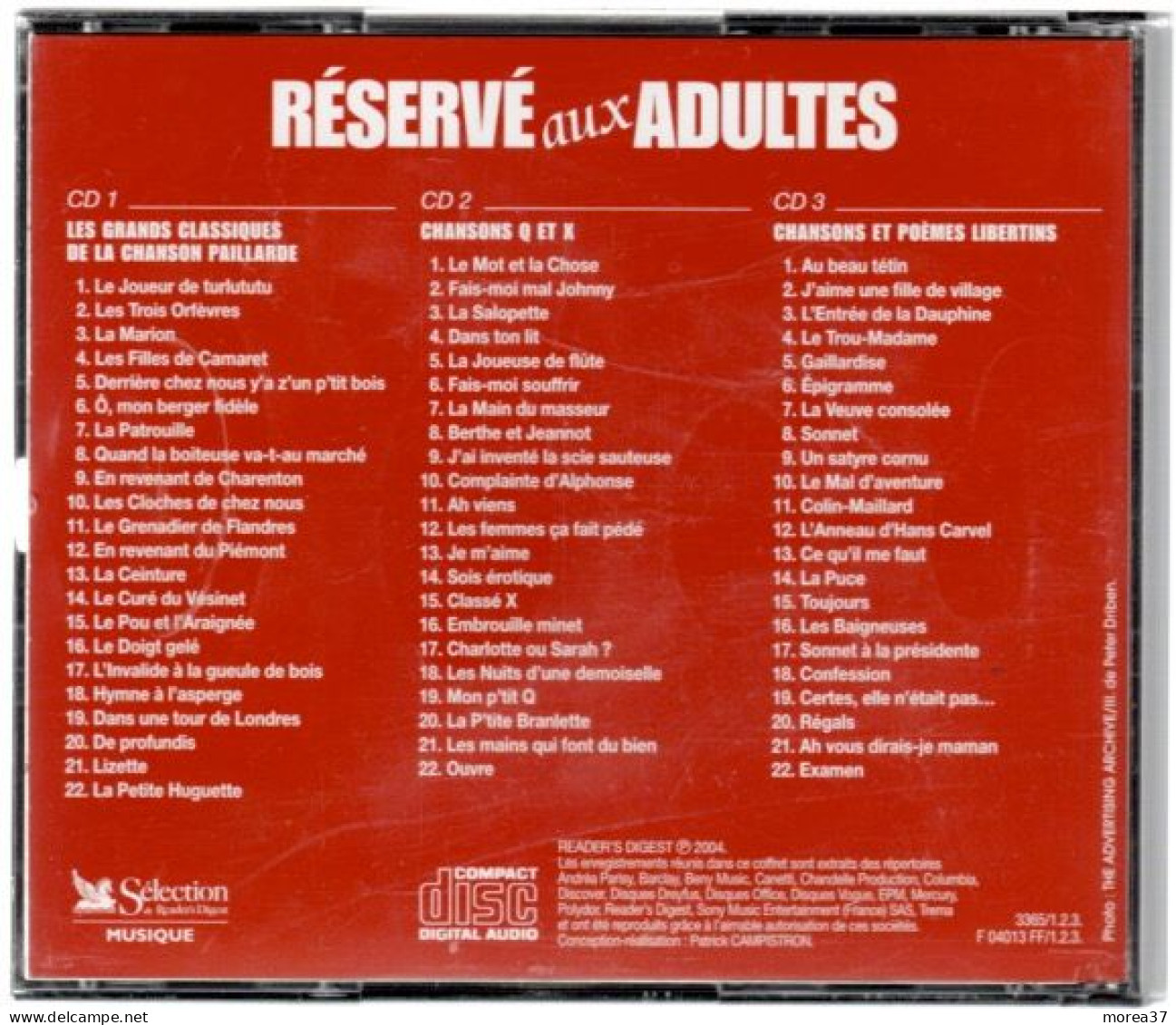 RESERVE AUX ADULTES   Coffret 3Cds    (ref CD2) - Autres & Non Classés