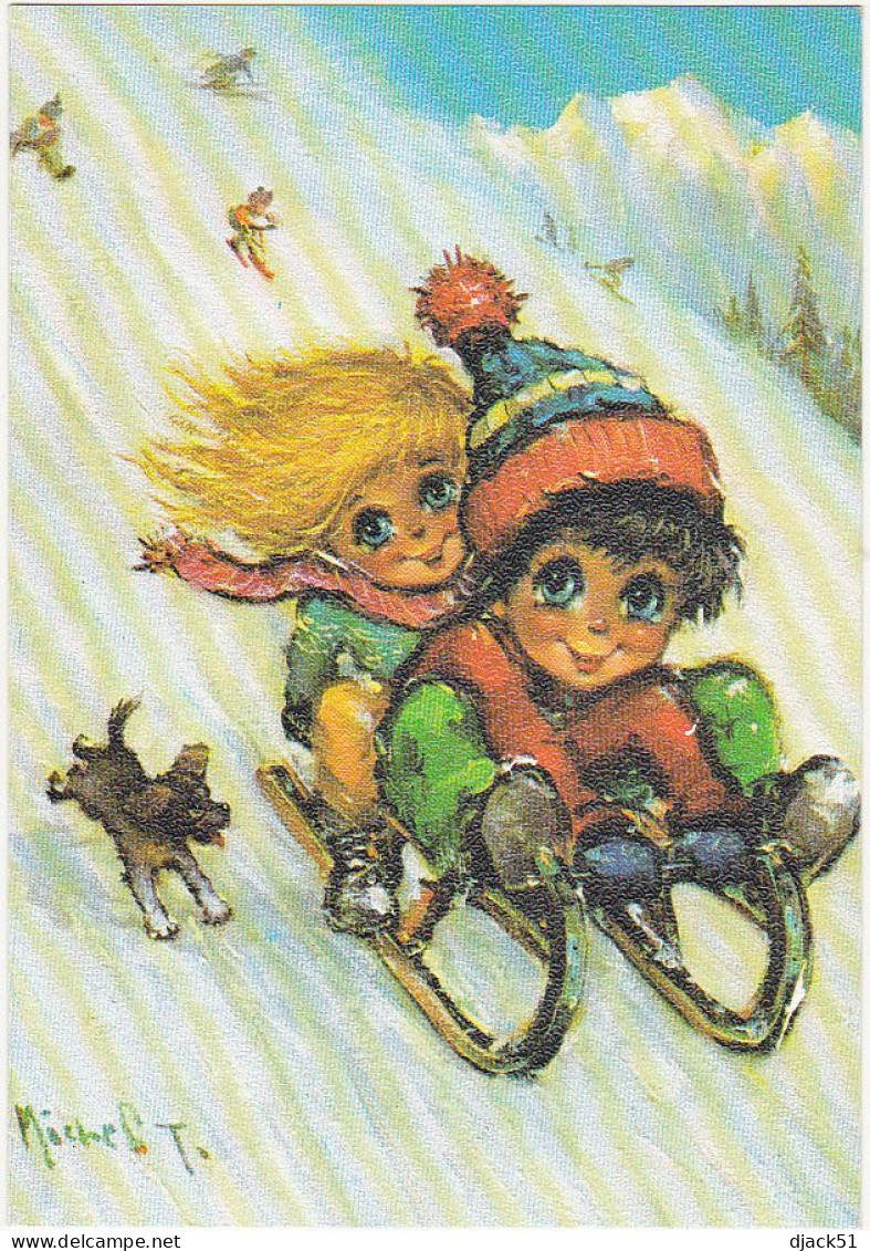 Illustrateur / Michel THOMAS "LES PETITS" J'AIME LA NEIGE - 1982 (Luge) - Thomas