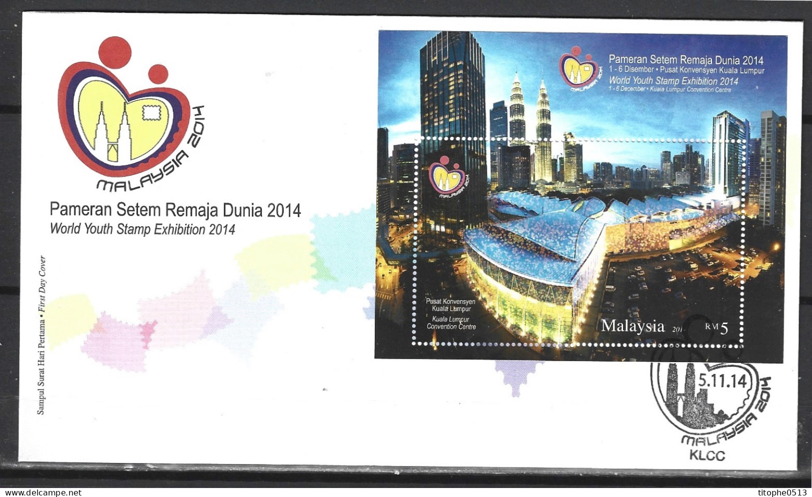 MALAISIE. BF 174 De 2014 Sur Enveloppe 1er Jour. Hologramme/Convention Center/Malaysia 2014. - Malesia (1964-...)