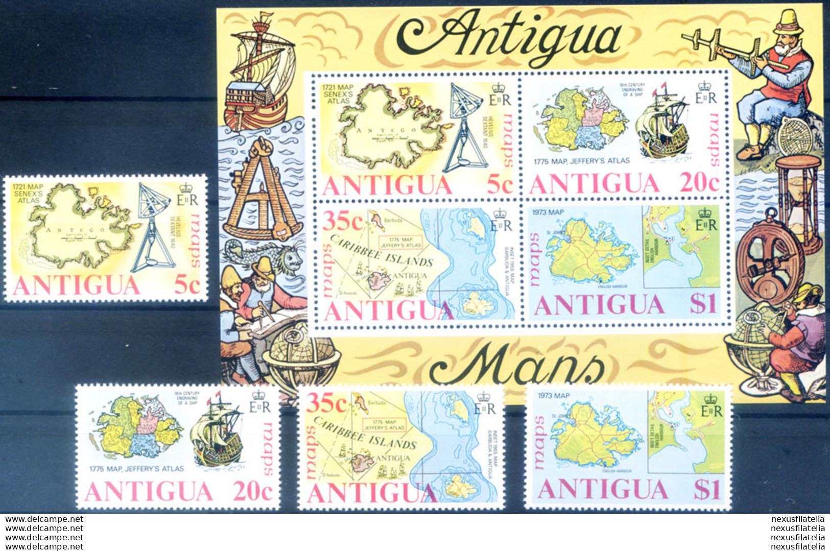 Antiche Mappe 1975. - Antigua Y Barbuda (1981-...)