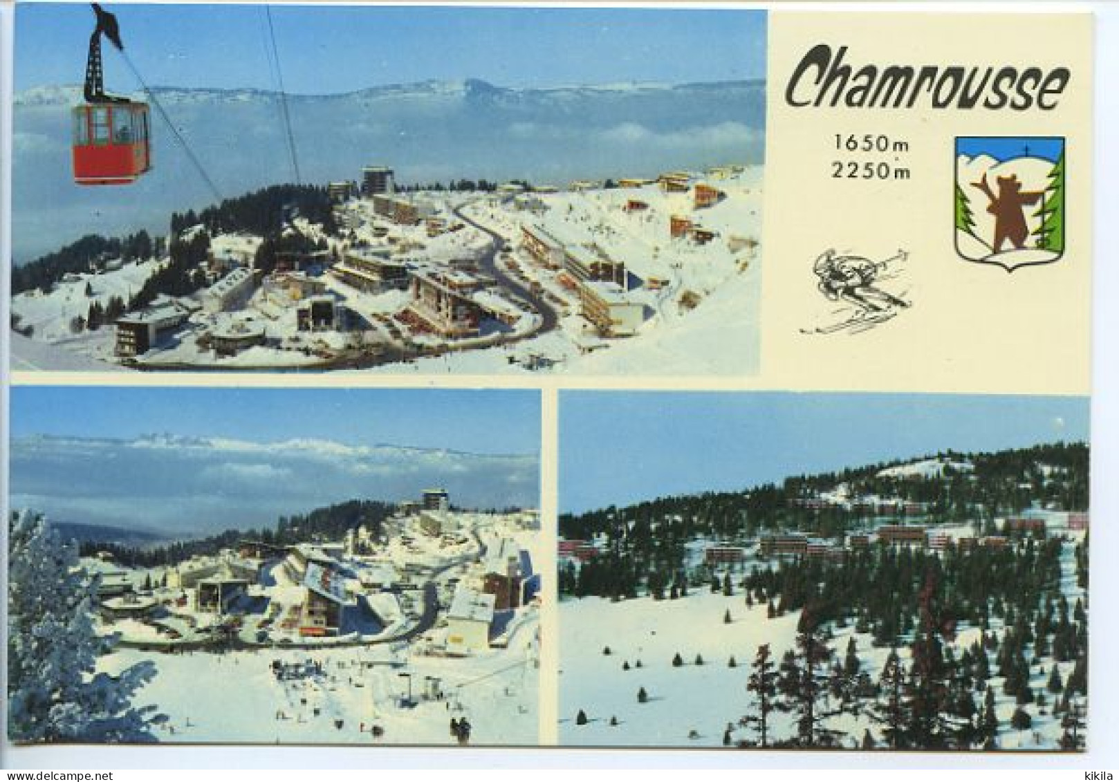 CPSM 10.5 X 15 Isère CHAMROUSSE Alt 1650-2250m Vues Générales. Centre De Bachat-Bouloud Et Ses Village D'enfants - Chamrousse