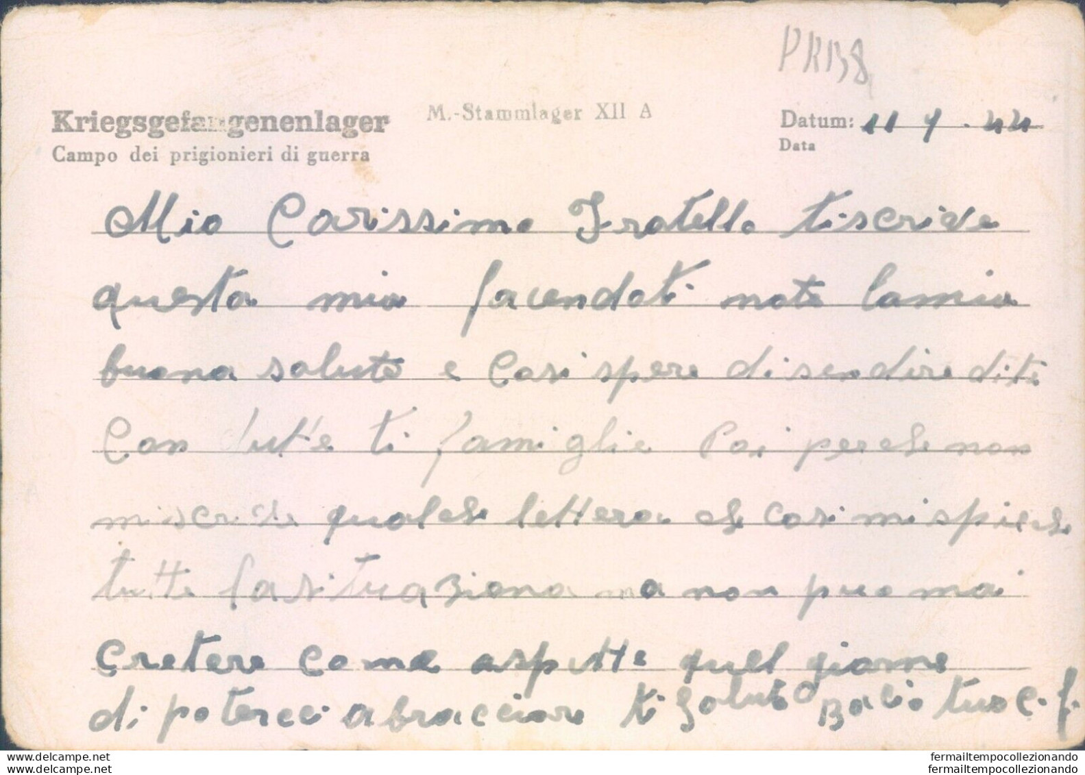 Pr138- Mondragone Prigioniero Di Guerra In Germania Scrive Al Fratello 1944 - Franchise