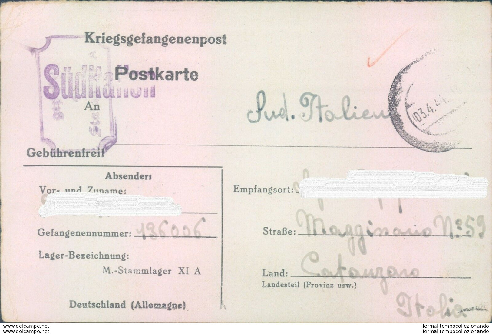 Pr46-maggisano  Prigioniero Di Guerra In Germania  Scrive Alla Sua Famiglia 1944 - Franchise