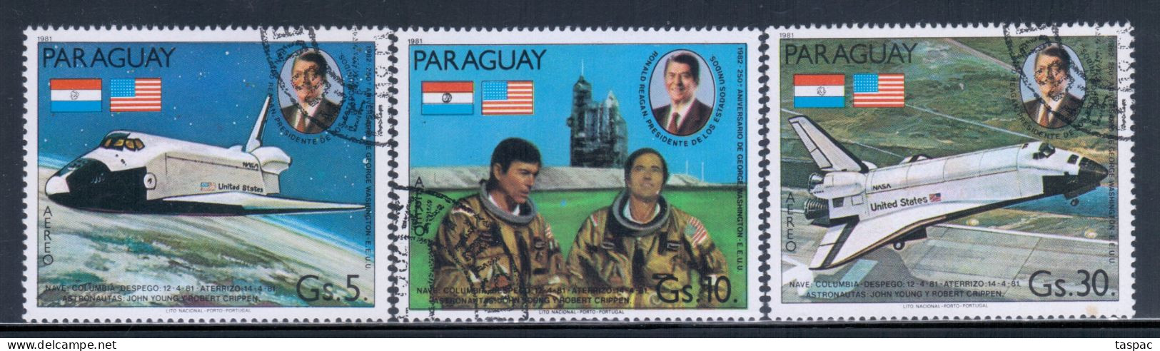 Paraguay 1981 Mi# 3420-3422 Used - First Space Shuttle Mission - Südamerika