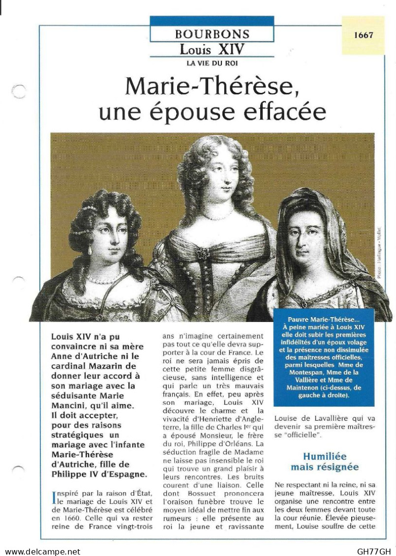 FICHE ATLAS: MARIE-THERESE UNE EPOUSE EFFACEE -BOURBONS - Historia