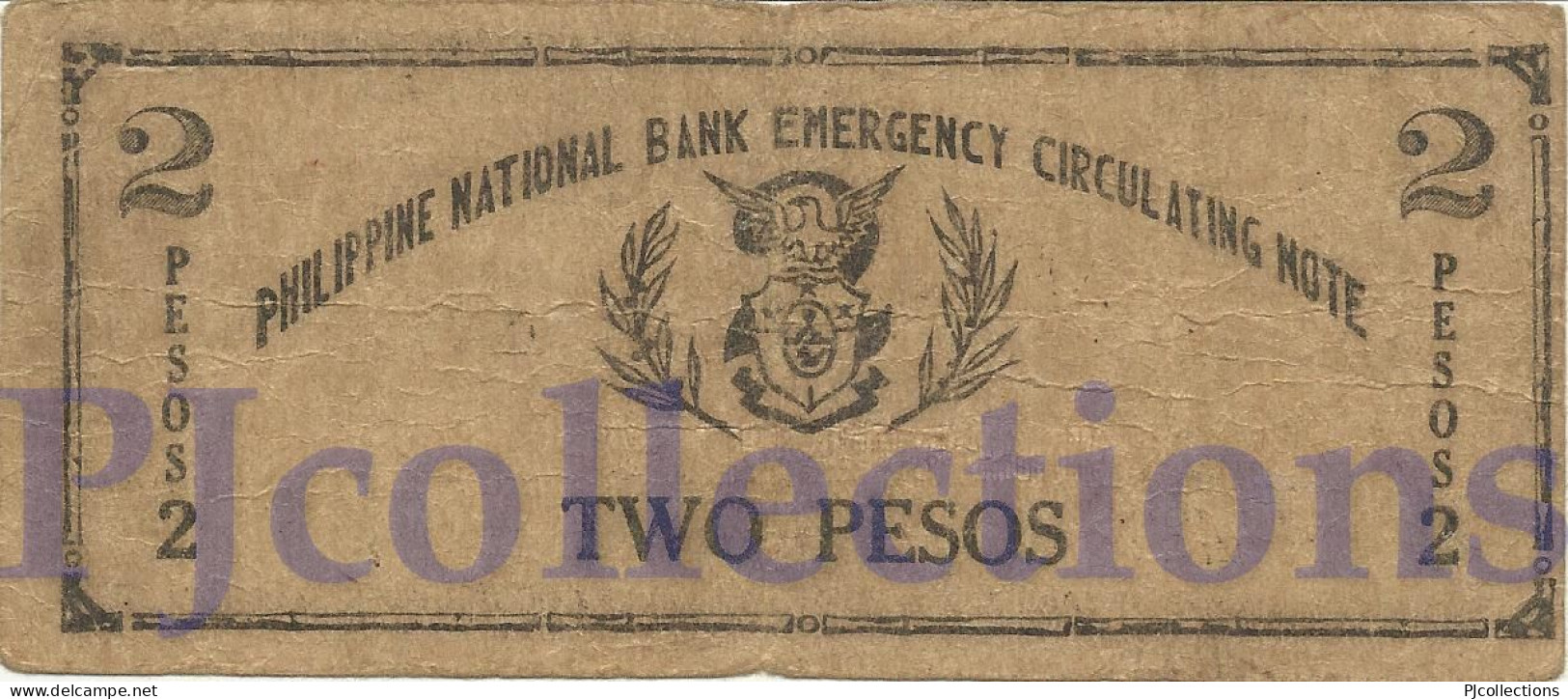 PHILIPPINES 2 PESOS 1942 PICK S577a FINE EMERGENCY NOTE - Filippijnen