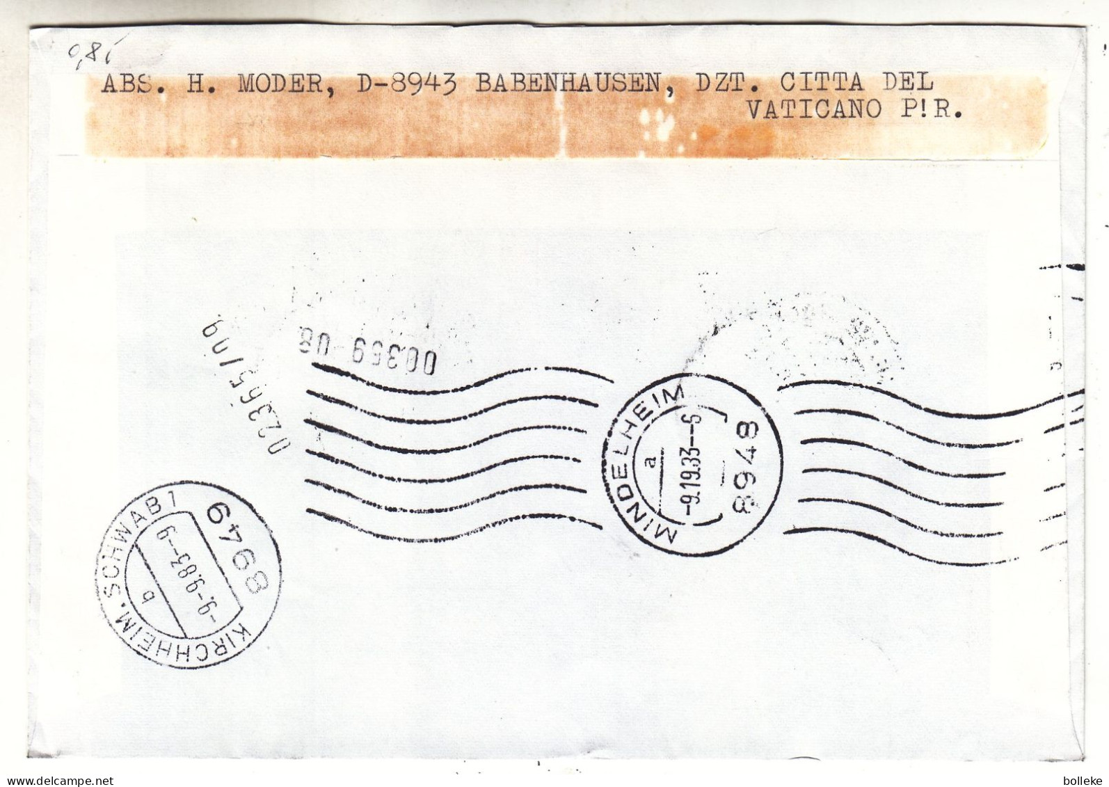 Vatican - Lettre Exprès De 1983 - Oblit Poste Vaticane - Exp Vers Kirchheim - Cachet De Mindelheim - - Briefe U. Dokumente