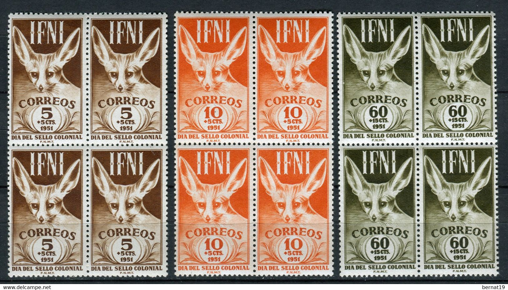 Ifni 1951. Edifil 76-78 X 4 ** MNH - Ifni