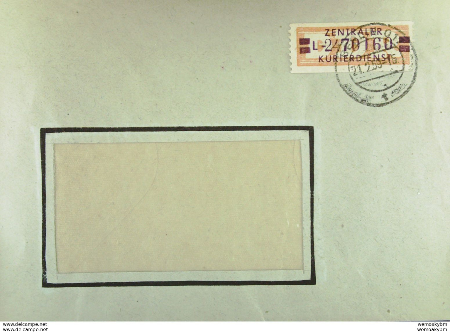 DDR: Fern-Brf Mit 20 Pf ZKD-Streifen Oran/dkl-braun Kennbuchst. L-2470160 V 21.2.59 Abs; VEB Metallurgie-Projekt. Berlin - Servicio Central De Correos