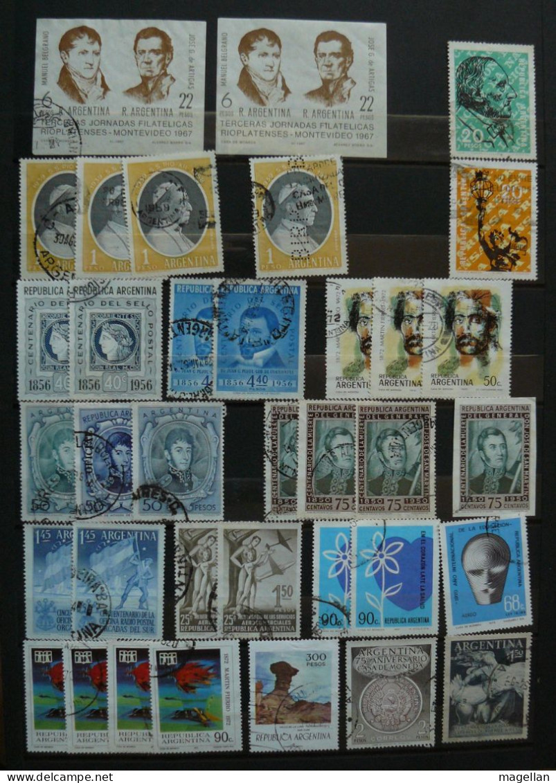 Argentine - Important Lot De Timbres Oblitérés à Trier Sur 14 Pages D'album - Collections, Lots & Séries